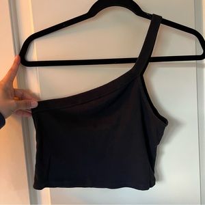 One shoulder black top Size S